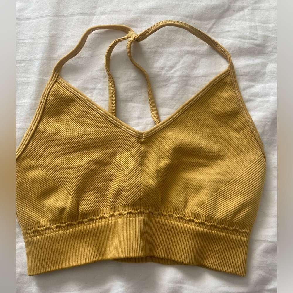 Gymshark studio seamless sports bra in golden yellow